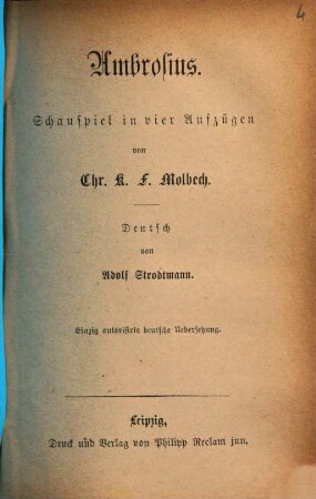 Ambrosius : Schauspiel in vier Aufzügen