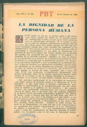 La dignidad de la persona humana