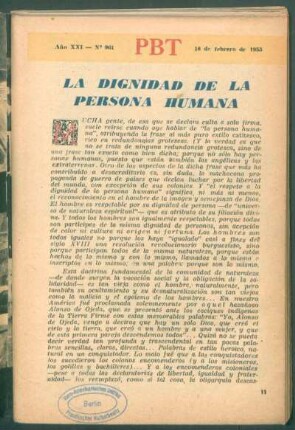 La dignidad de la persona humana