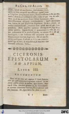 Ciceronis Epistolarum Ad Appium, Liber III.