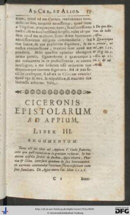 Ciceronis Epistolarum Ad Appium, Liber III.
