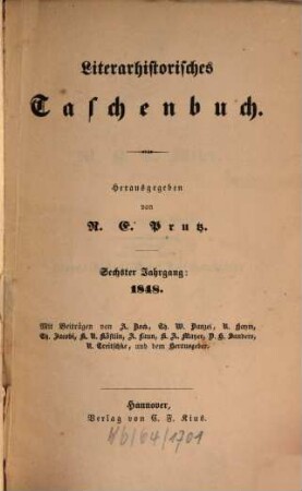Literarhistorisches Taschenbuch. 6. 1848