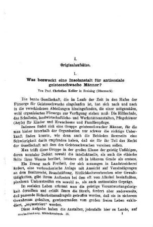 1-6, Was bezweckt eine Inselanstalt für antisoziale geistesschwache Männer?
