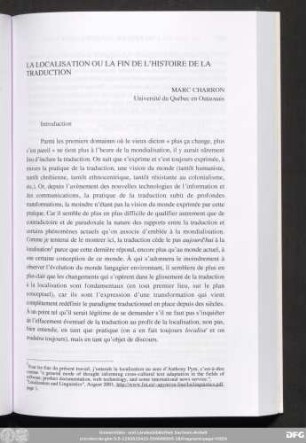 La Localisation Ou La Fin De L՚Histoire De La Traduction Marc Charron