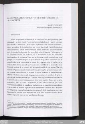 La Localisation Ou La Fin De L՚Histoire De La Traduction Marc Charron