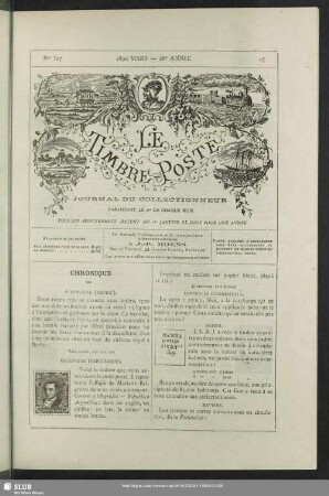 Le Timbre Poste No. 327 1890 Mars