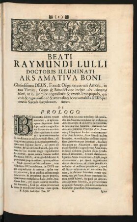 Beati Raymundi Lulli Doctoris Illuminati Ars Amativa Boni