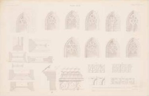 Kloster Chorin: Ansichten Schnitte, Fenster (aus: Atlas zur Zeitschrift für Bauwesen, hrsg. v. G. Erbkam, Jg. 4, 1854)