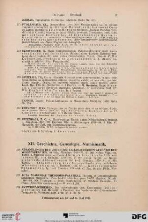 XII. Geschichte, Genealogie, Numismatik (Nr. 276-361)
