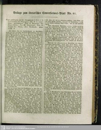 Beilage zum literarischen Conversations-Blatt No. 87