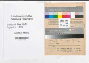 Entnazifizierung Heinz Mebes , geb. 05.09.1907 (Ingenieur)
