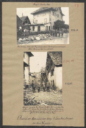 Stab der bayer. 2. Ldw. Inf. Brigade: Gen. Ltt. von Lachemair, Major Stoy du Fay (Kdr. Armier. Bat. 64, Ortskmdt. v. Eschelmer, Hptm. Gessner (1 Adj.) und Obltt Heinrich (2. Adj.) Obltt Beck, Verpfl. Offizier 19.08.1915. (Unteres Bild ohne Major Stoy du Fay.)