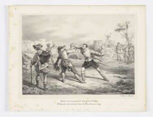 Einzigartiger Kampf zwischen Aumale und Turenne, aus: Voltaire, "La Henriade", Paris 1825