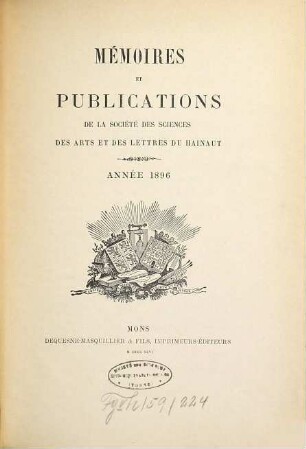 Mémoires et publications. 8. 1896