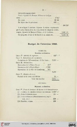 Budget de l'exercice 1880