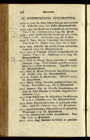 G) Iurisprudentia Ecclesiastica.