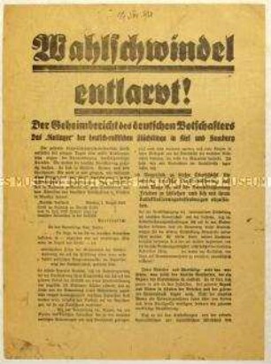 Aufruf der KPD zur Wahl des preußischen Provinziallandtages von Schleswig-Holstein 1929
