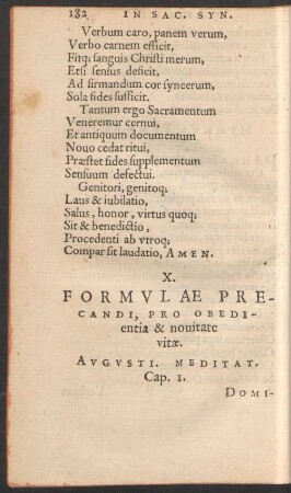 X. Formulae Precandi, Pro Obedientia & novitate vitae.
