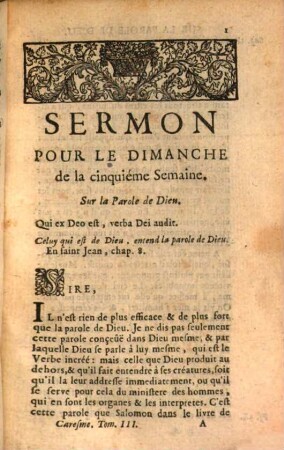 Sermons Du Pere Bourdalouë, de la Compagnie de Jesus, Pour le Caresme, 3