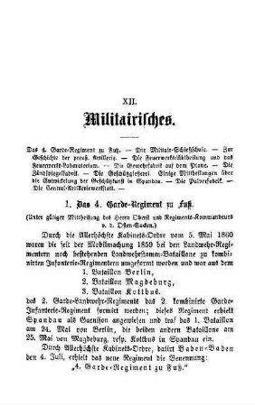 XII. Militairisches