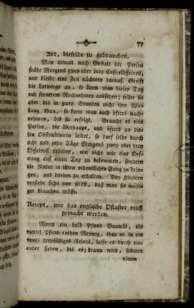 Rezept, wie das englische Pflaster muß gemacht werden.