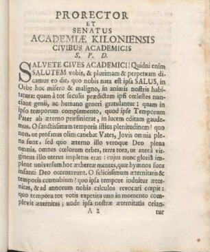 Prorector Et Senatus Academiæ Kiloniensis Civibus Academicis S. P. D.
