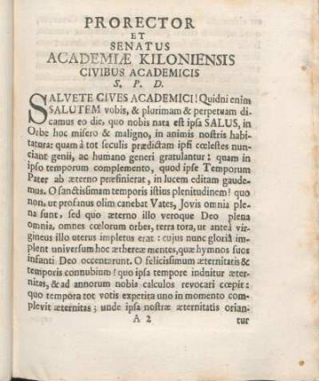 Prorector Et Senatus Academiæ Kiloniensis Civibus Academicis S. P. D.