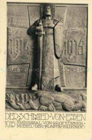 Postkarte mit dem Modell eines Kriegsdenkmales