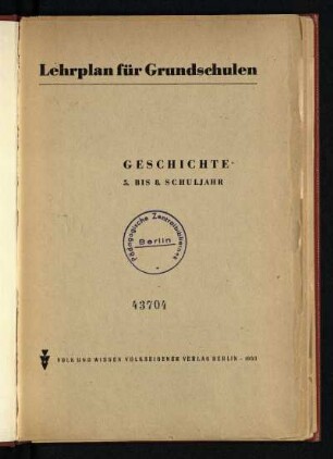 1953: Geschichte : 5. bis 8. Schuljahr