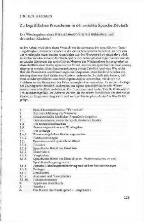 Zu begrifflichen Prozeduren in der zweiten Sprache Deutsch : die Wiedergaben eines Fernsehausschnitts bei türkischen und deutschen Kindern