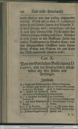 Cap. X. Von der Göttlichen Beschützung D. Lutheri, und der Evangelischen Kirche wider alle ihre Feinde und Verfolger
