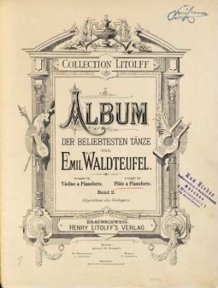 Album der beliebtesten Tänze : arrangirt für Flöte & Pianoforte, 2