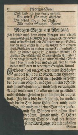 Morgen-Segen am Montage