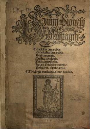 Divini Dionysii Areopagite Caelestis hierarchia