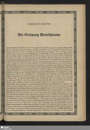 Siebente Gruppe: Die Einigungs Deutschlands
