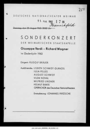 Sonderkonzert [...] Giuseppe Verdi - Richard Wagner