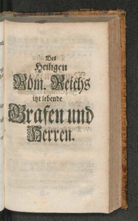 Des Heiligen Röm. Reichs itzt lebende Grafen und Herren.