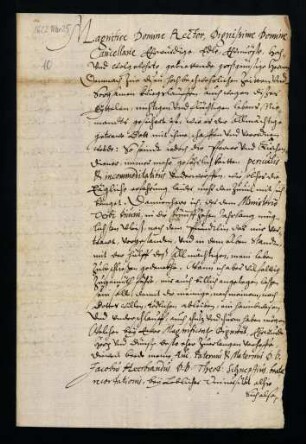 Aufnahmegesuch des Wilhelm Heerbrandt, Pfarrer zu Feuerbach, 1622.