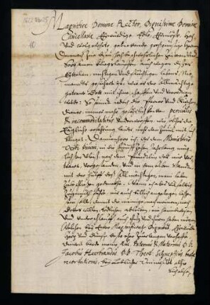 Aufnahmegesuch des Wilhelm Heerbrandt, Pfarrer zu Feuerbach, 1622.