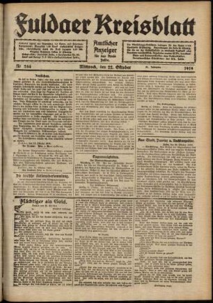 Ausgabe vom Mittwoch, den 22. Oktober 1919.