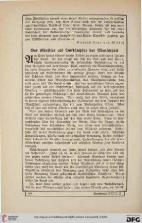26: Der Künstler als Vorkämpfer der Menschheit