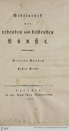 Vierten Bandes erstes Stück