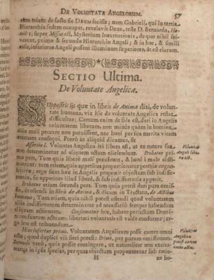 Sectio Ultima. De Voluntate Angelica.