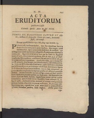 N. IV. [...] Calendis Aprilis, Anno M DC XCIII.