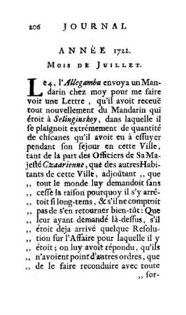 Année 1722. Mois de Juillet