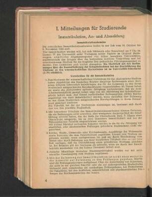 Immatrikulation, An- und Abmeldung