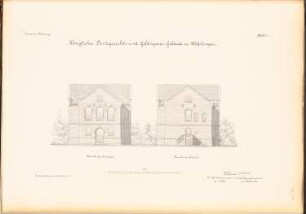 Amtsgericht und Gefängnis, Weferlingen: Ansicht der Nordseite und der Südseite 1:100