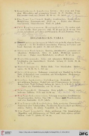 Holzarbeiten/Varia (Nr. 41-58)