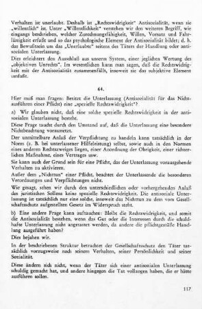 64. Die Rechtswidrigkeit in der Unterlassung