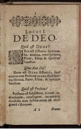 Locus I. De Deo